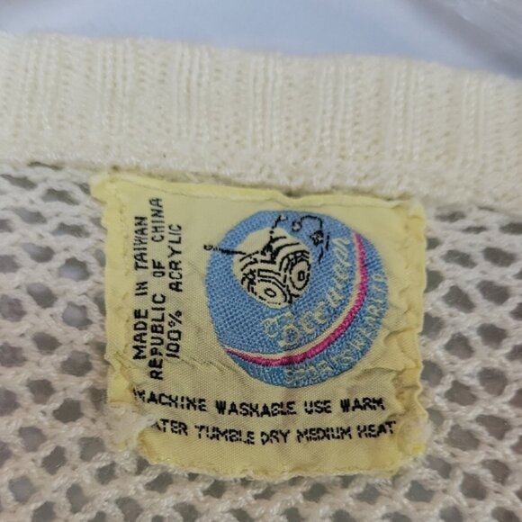 Vintage 70s batwing openstitch embroidered stripe v-neck hippie sweater - Picture 8 of 8